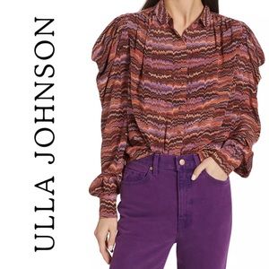 NWOT💕ULLA JOHNSON Dari Patterned Blouse in Purple Sapphire Size 00
